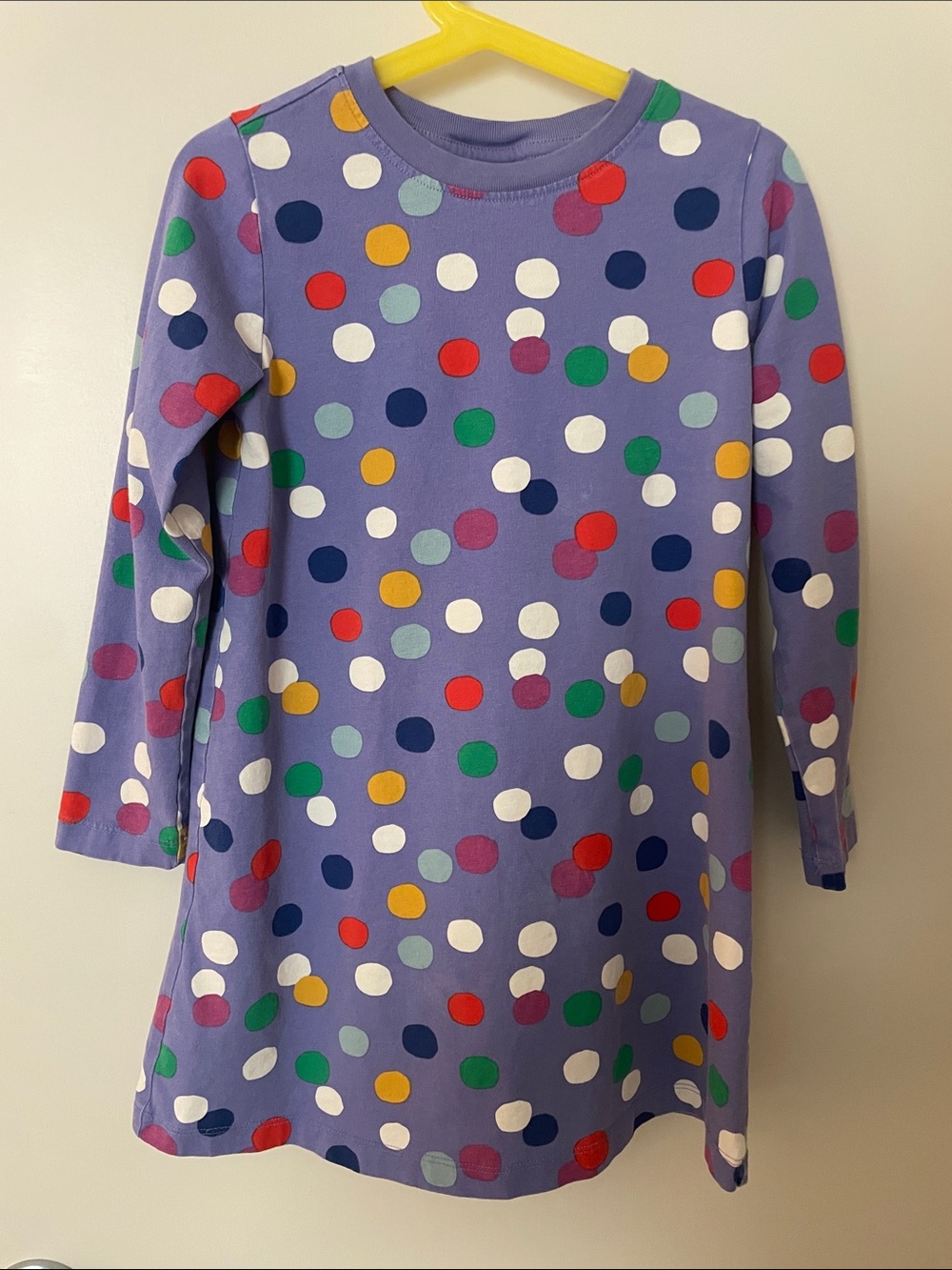 Hanna Andersson Purple Polka Dot Long Sleeve Dress sz 6